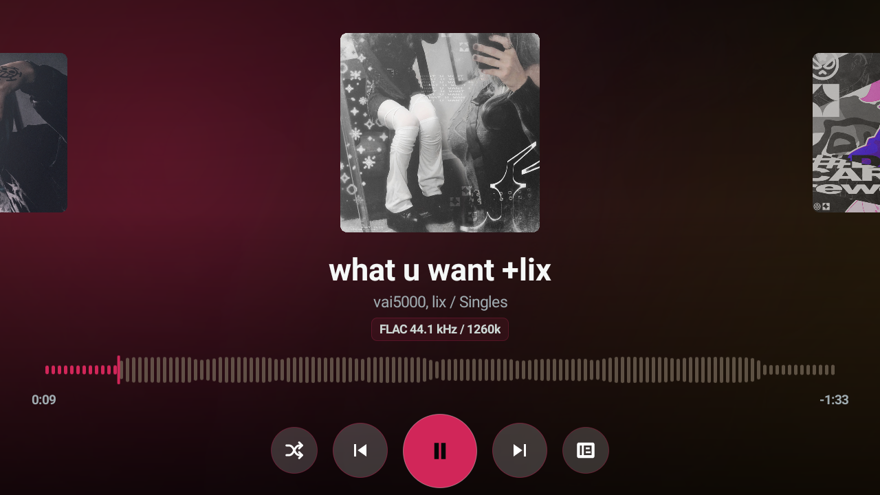 Headunit Player showing a local music playback screen